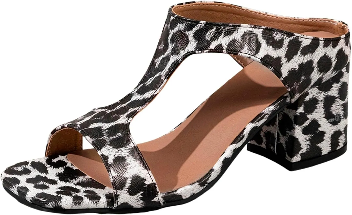 Block Heels for Women Breathable Braided Heeled Sandals Backless Square Heels Shoes Open Toe Block Slide Sandals
