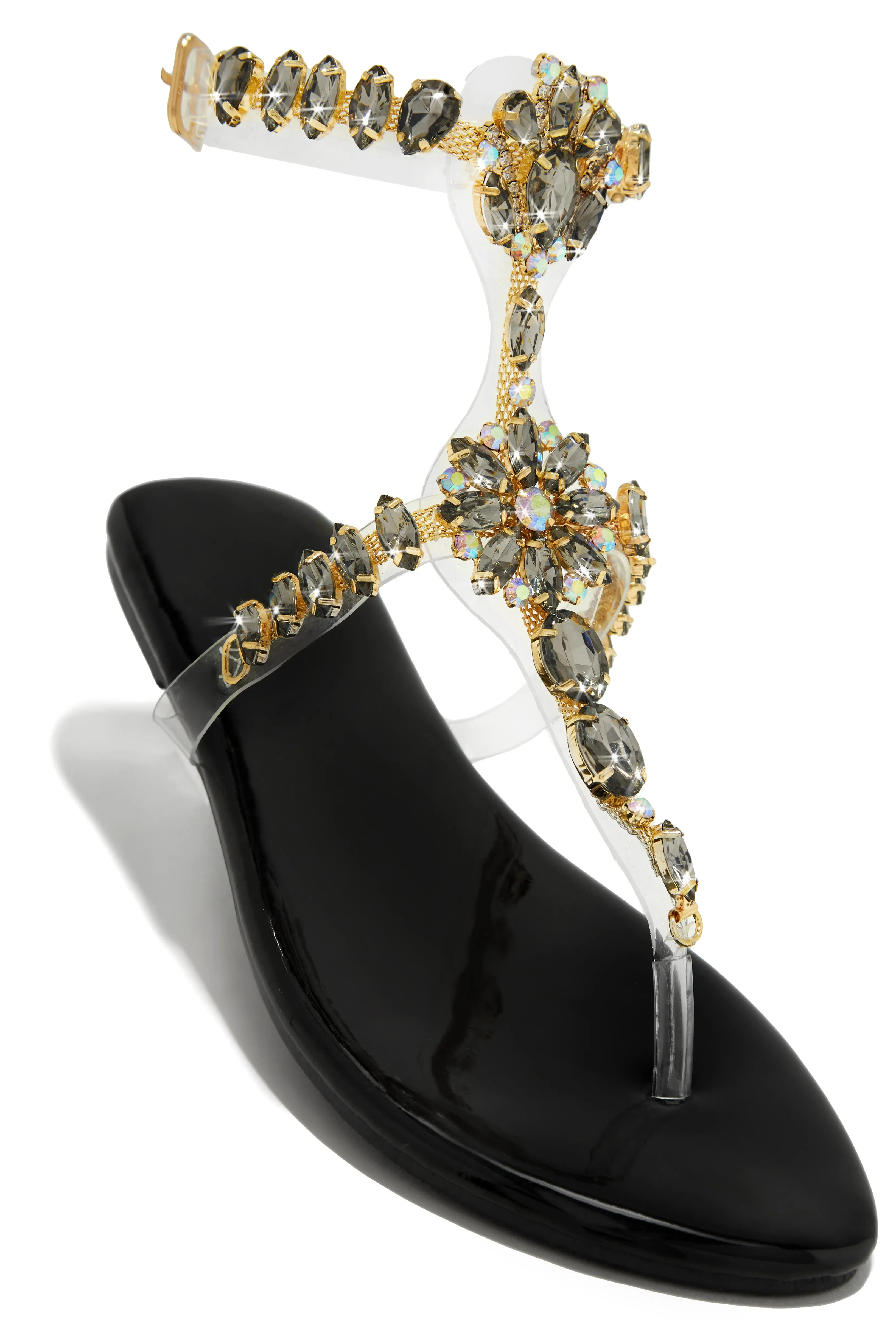 Caicos Resort Embellished Ankle Strap Sandals - Black
