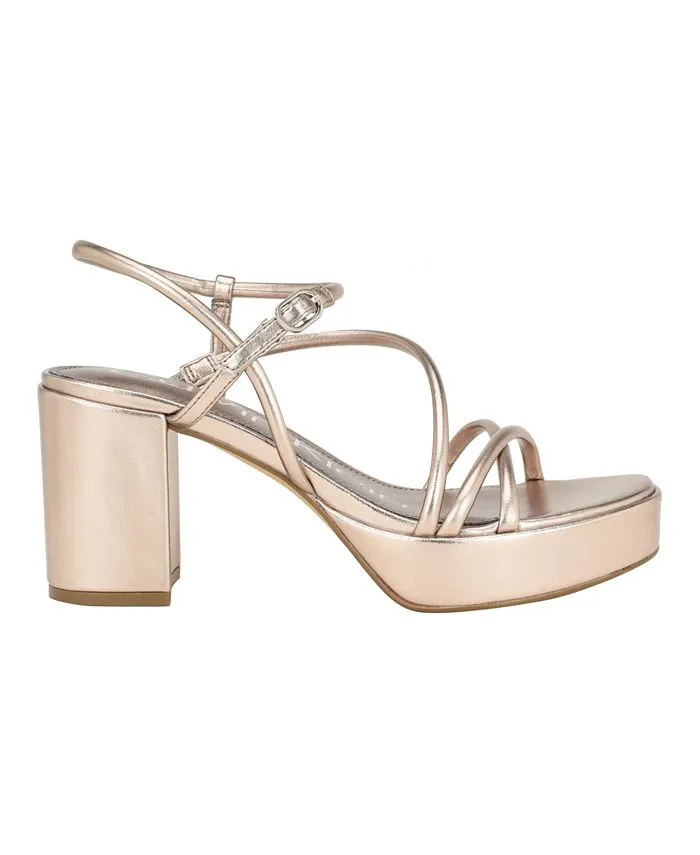 Calvin Klein Women's Lilana Block Heel Strappy Dress Sandals tan/beige