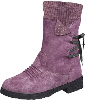 Cathalem Boots for Women Knee-High Boots Comfortable Chunky Block Heel Pointed Toe Pull On Side Zipper Lace Up Riding Boots