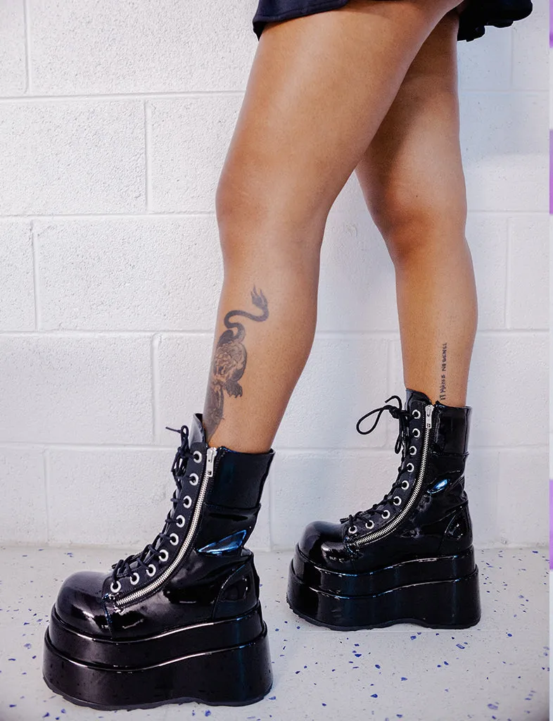 DEMONIA BEAR 265 PLATFORM BOOTS - PATENT