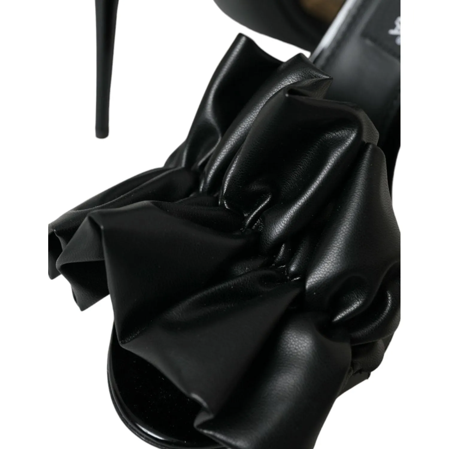 Dolce & Gabbana Black Leather Ankle Strap Heel Sandals Shoes