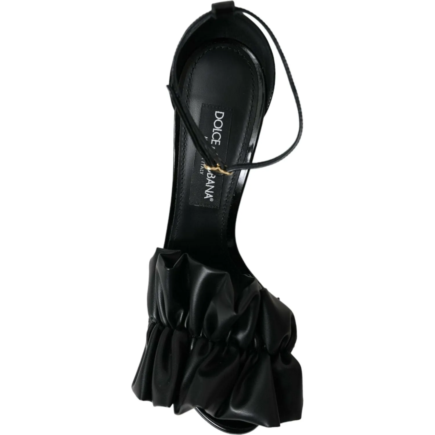 Dolce & Gabbana Black Leather Ankle Strap Heel Sandals Shoes