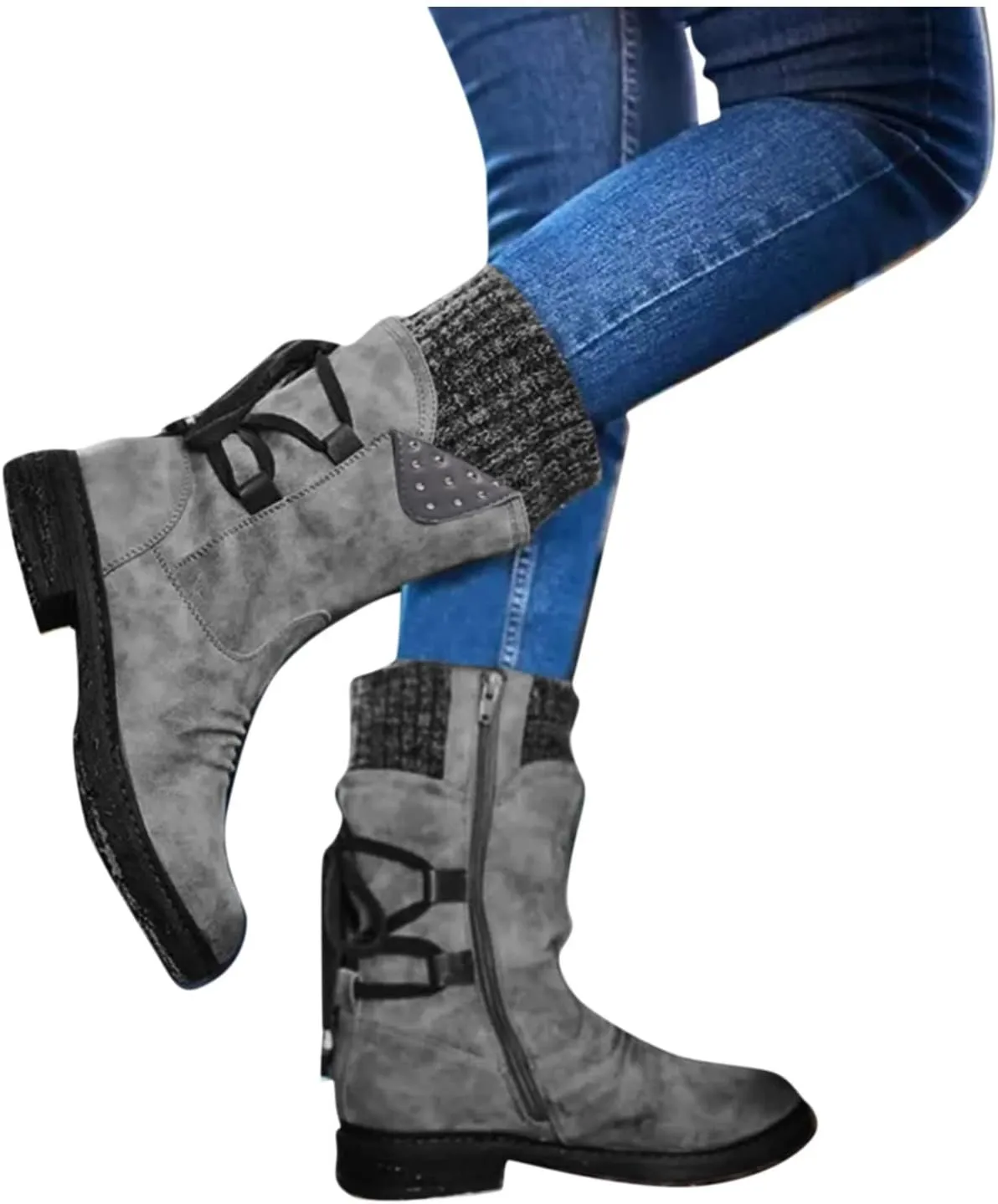Fall Boots for Women 2024 Women's Mid Calf Fashion Winter Snow Boots Comfortable Warm Vintage Knee High Boots Shoes
