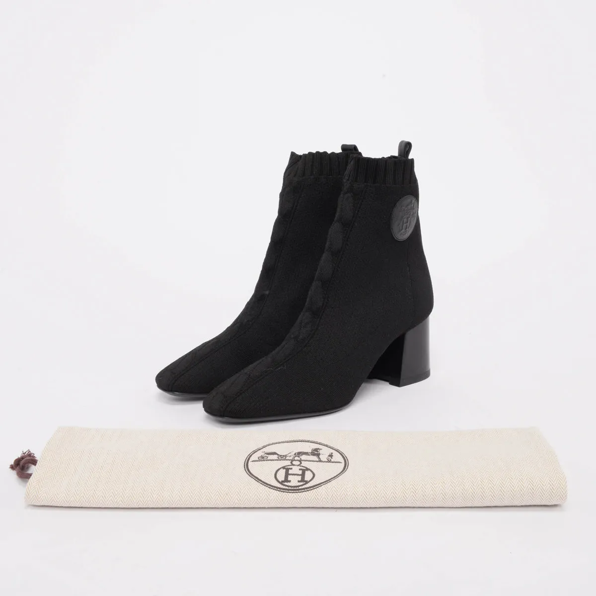 Hermes Black Knitted Volver 60 Sock Boots 38