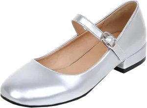 MAVMAX Women's Patent Leather Mary Janes Flats Ankle Strap Lolita Pumps