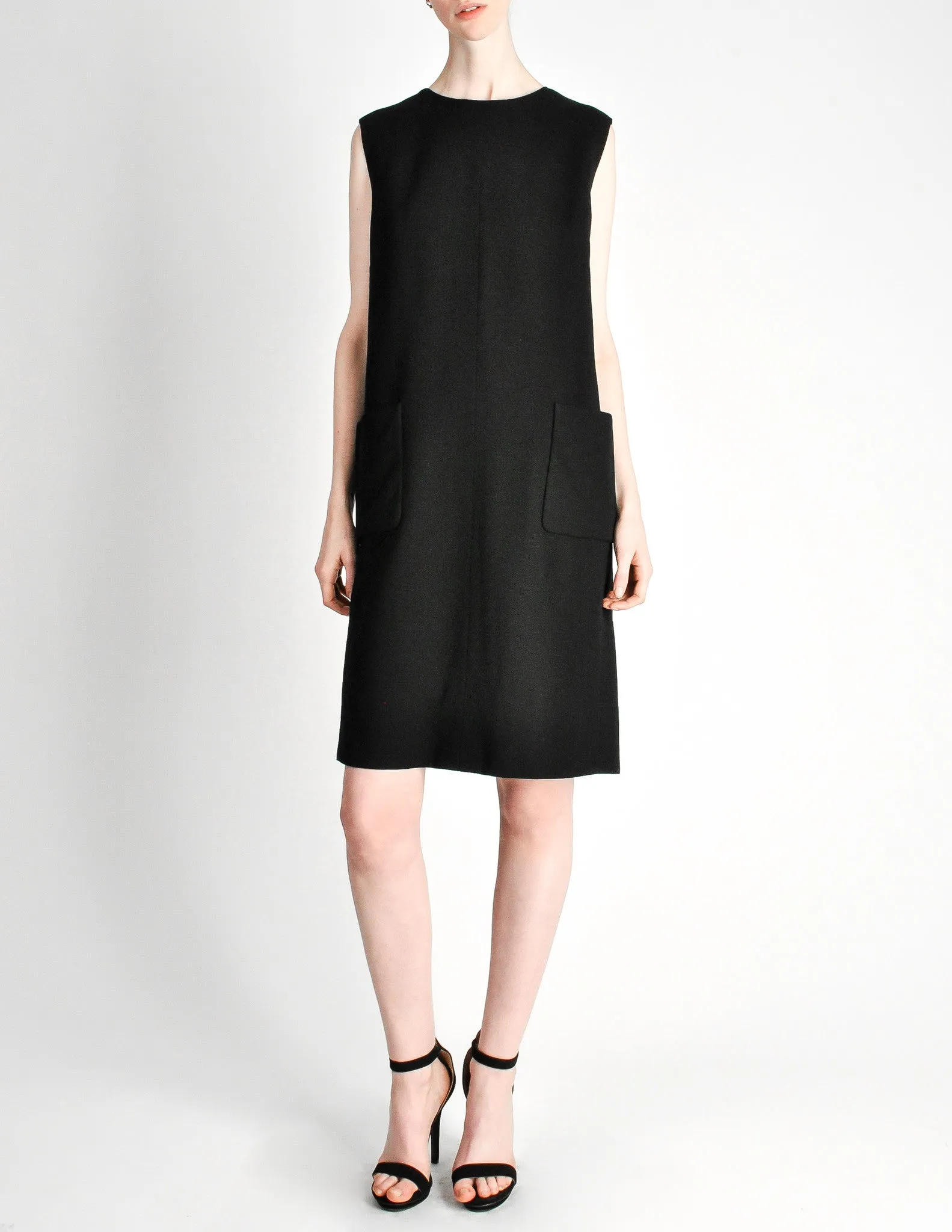 Norman Norell Vintage Black Wool Shift Dress