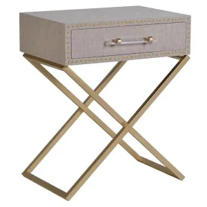 Orla Fabric & Studded Bedside Table