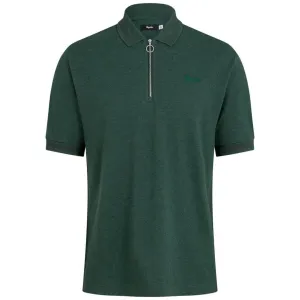 RAPHA Logo Zip Polo - Dark Green Marl