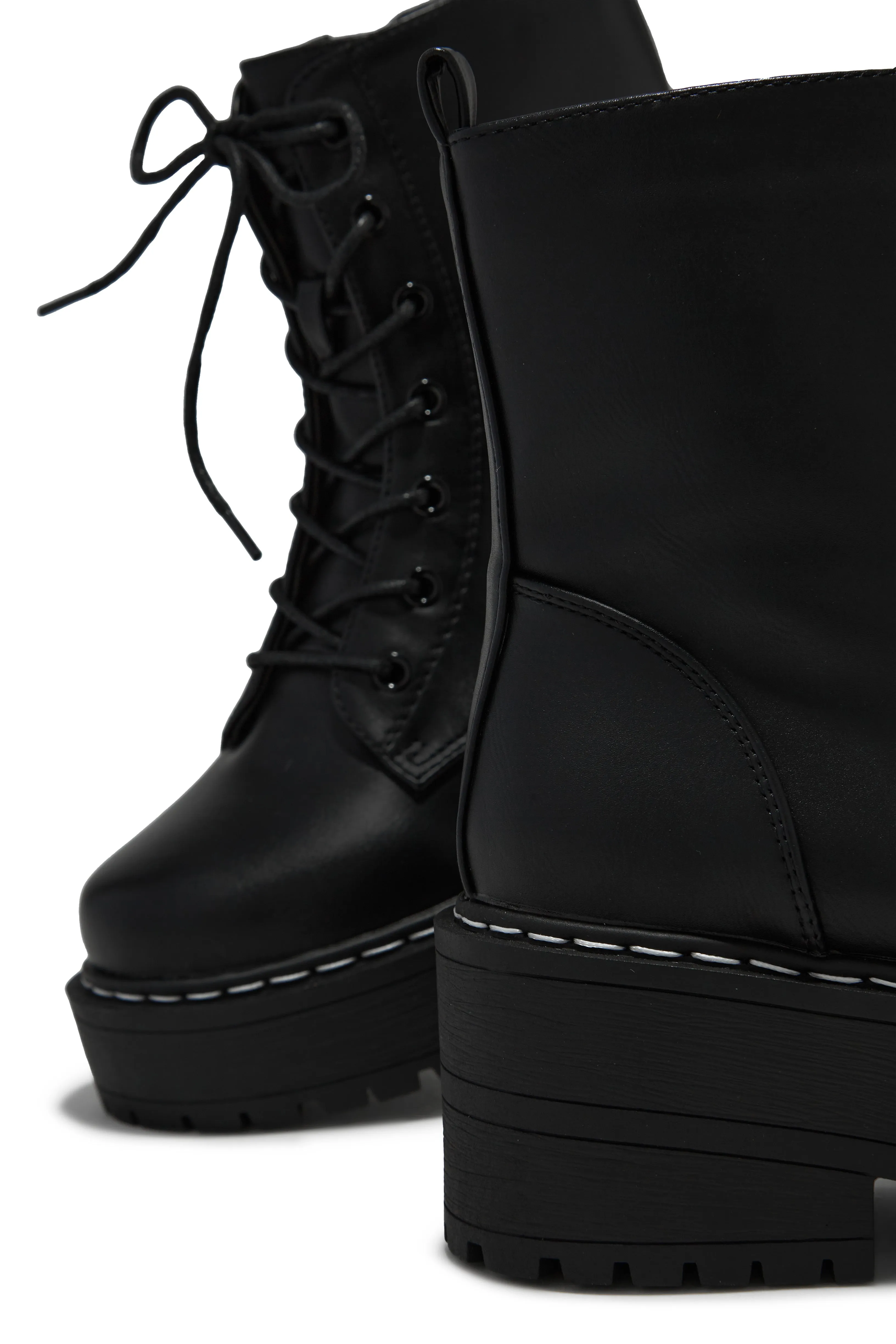 Remi Lace Up Combat Boots - Black