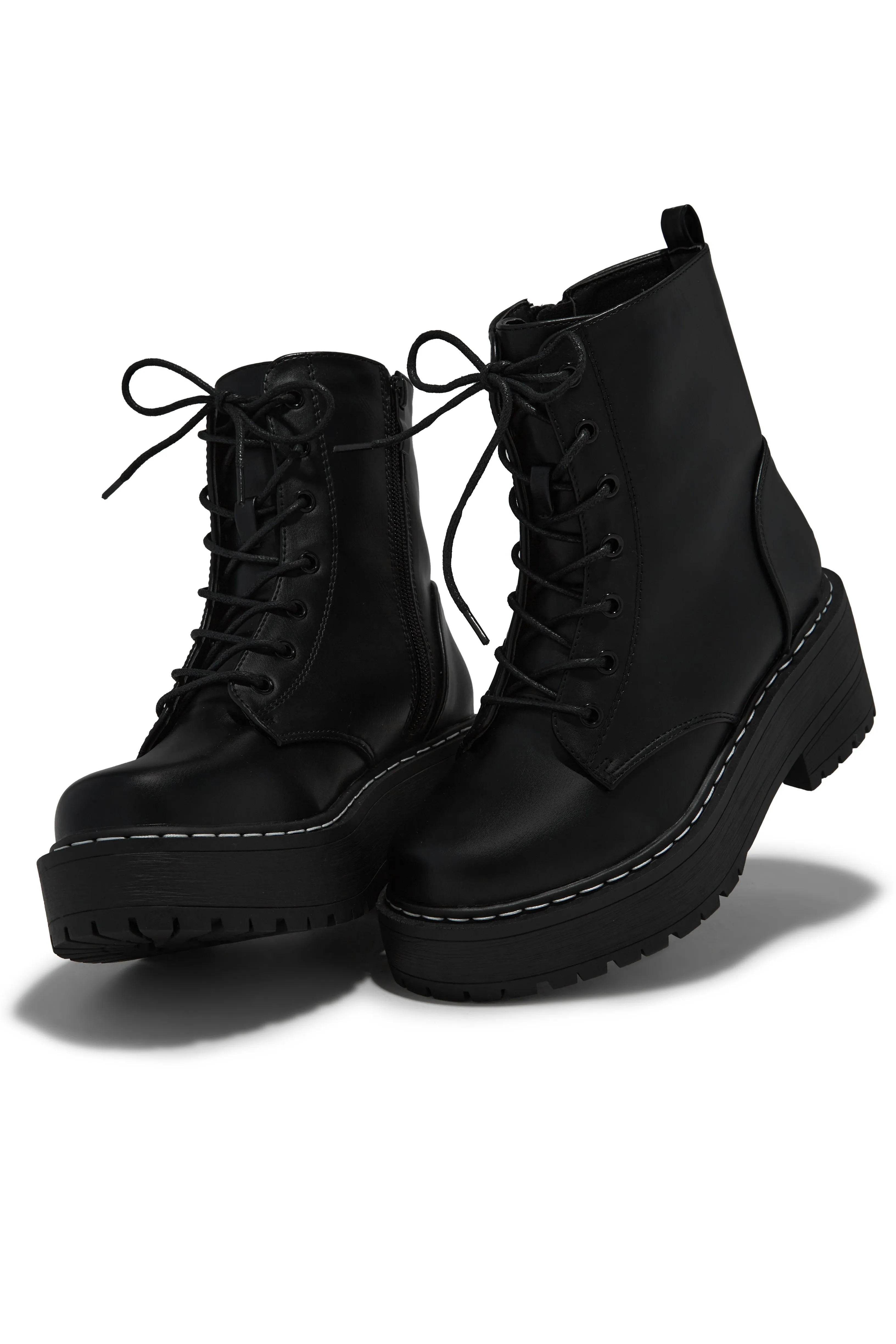 Remi Lace Up Combat Boots - Black