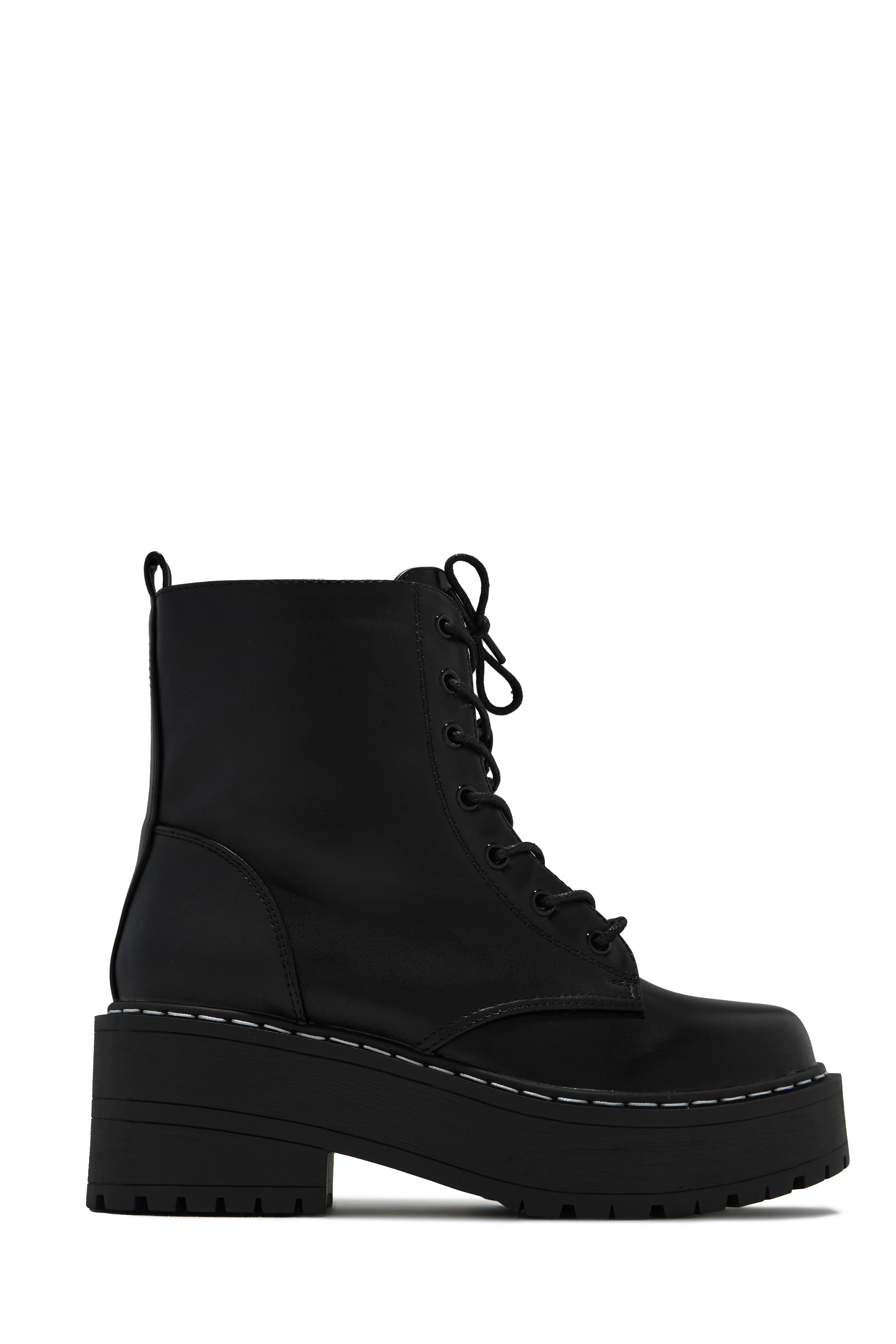 Remi Lace Up Combat Boots - Black