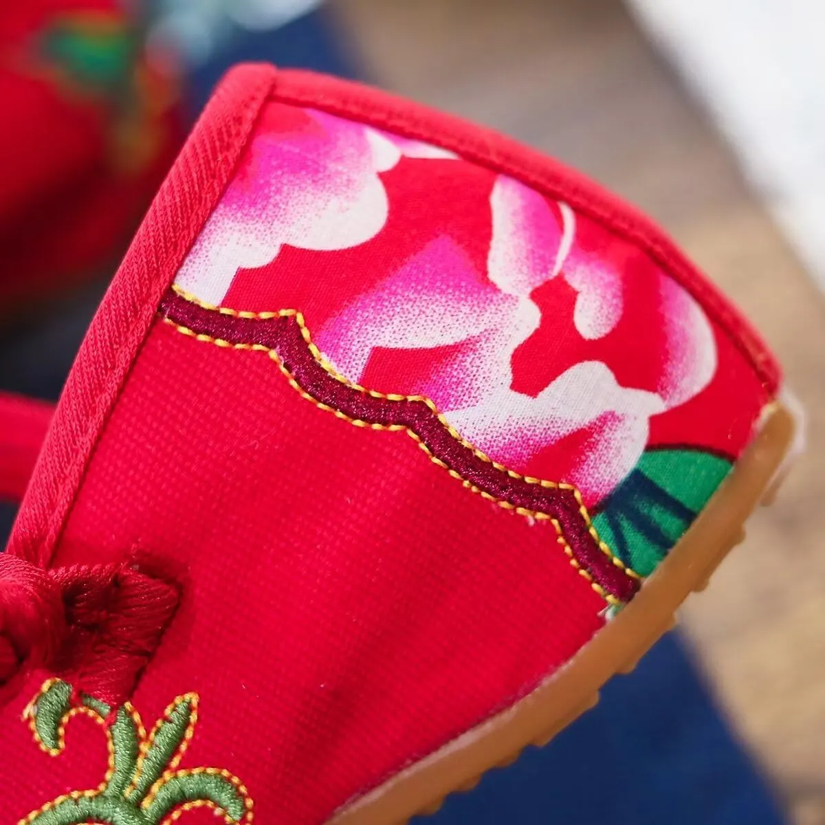 SAILING LU Womens Cute Embroidery Flats Traditional Chinese Height-Increasing Mary Janes Comfy Cosplay Low-Heel Party Shoes