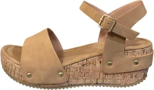 Soda Topic Open Toe Buckle Ankle Strap Espadrilles Flatform Wedge Casual Sandal Comfortable Sandals for Women