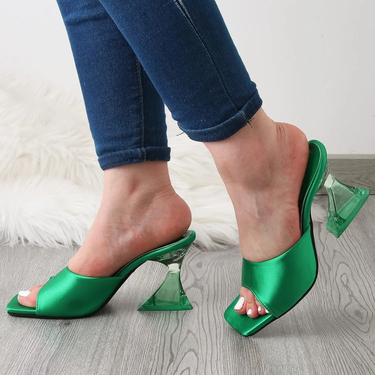 Strappy Heeled Sandals for Women Open Toe Chunky Block Heel Ankle Strap Wedding Party Shoes