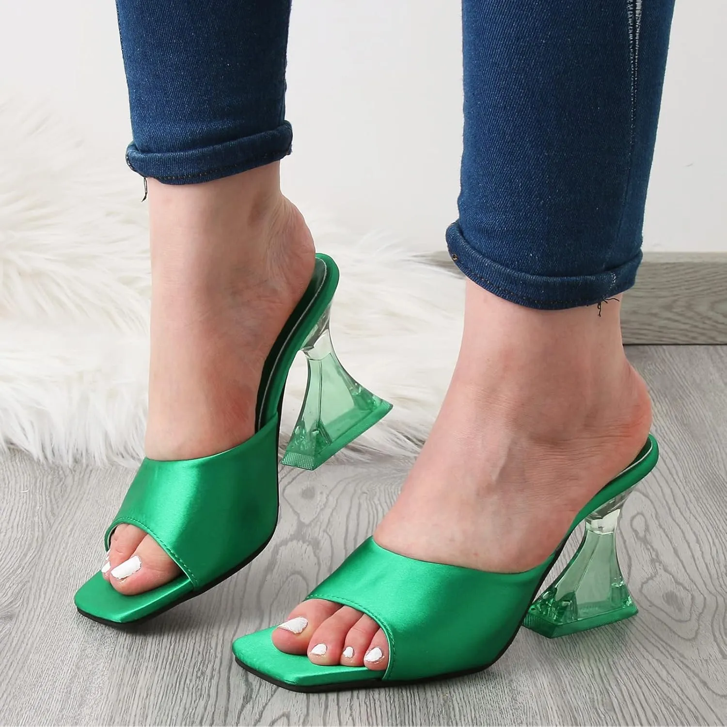 Strappy Heeled Sandals for Women Open Toe Chunky Block Heel Ankle Strap Wedding Party Shoes