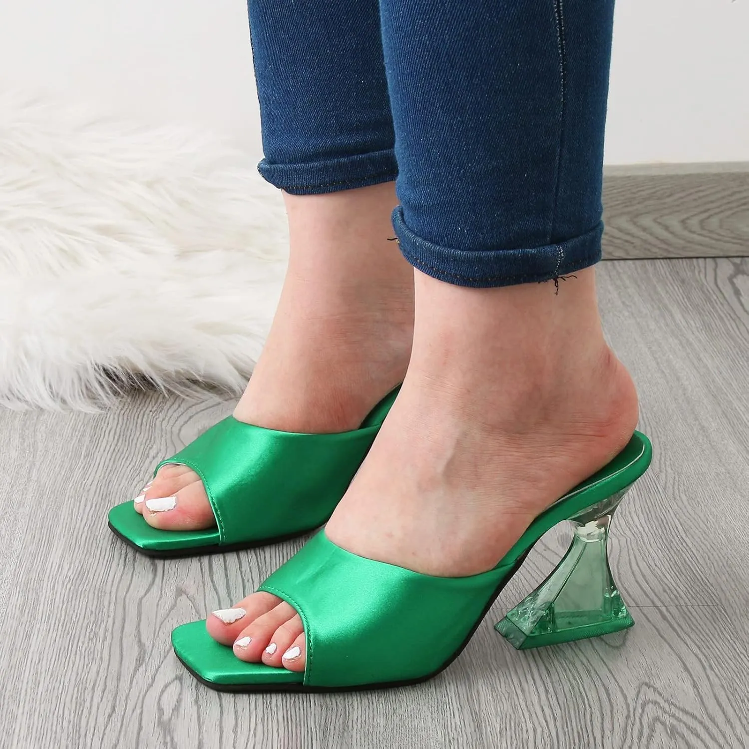 Strappy Heeled Sandals for Women Open Toe Chunky Block Heel Ankle Strap Wedding Party Shoes
